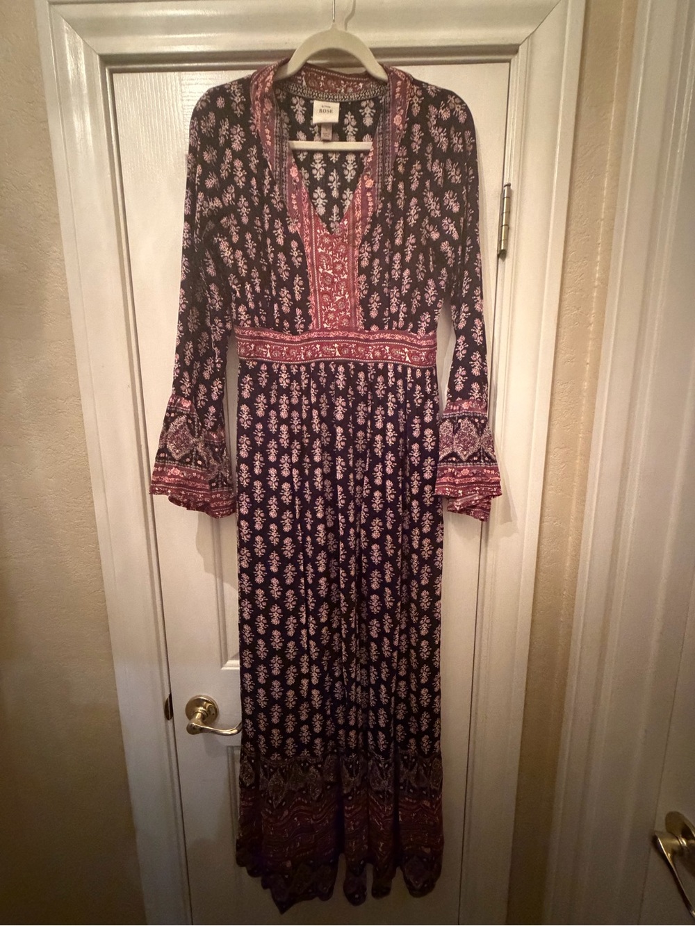 0020. Knox Rose Black Maxi Dress with Burgundy & Cream Paisley